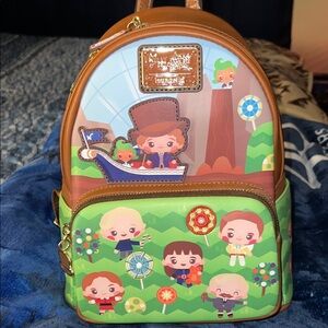 Loungefly Willy Wonka Green and Brown Mini Backpack